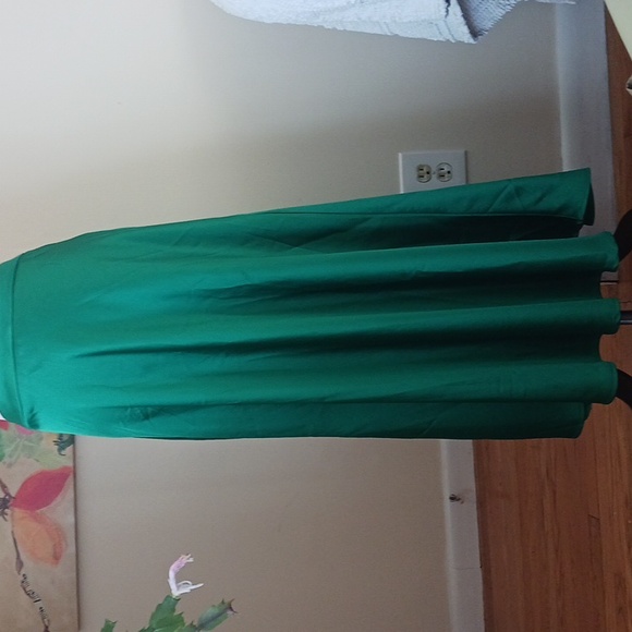 Sincerly Jules satin maxi skirt a-line full Christmas green size L - Picture 2 of 9